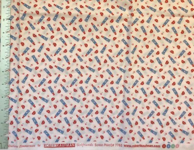 Robert Kaufman Darlene Zimmerman Girlfriends Lipstick Fabric 33 inches