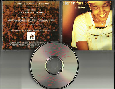 DIONNE FARRIS I know w/ EXTENDED ACOUSTIC & RARE MIX & EDIT PROMO DJ CD single
