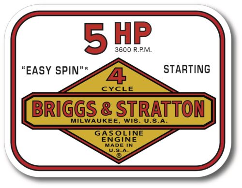 Vintage Briggs & Stratton Easy Spin 5 HP Small Engine 4" X 3" sticker decal