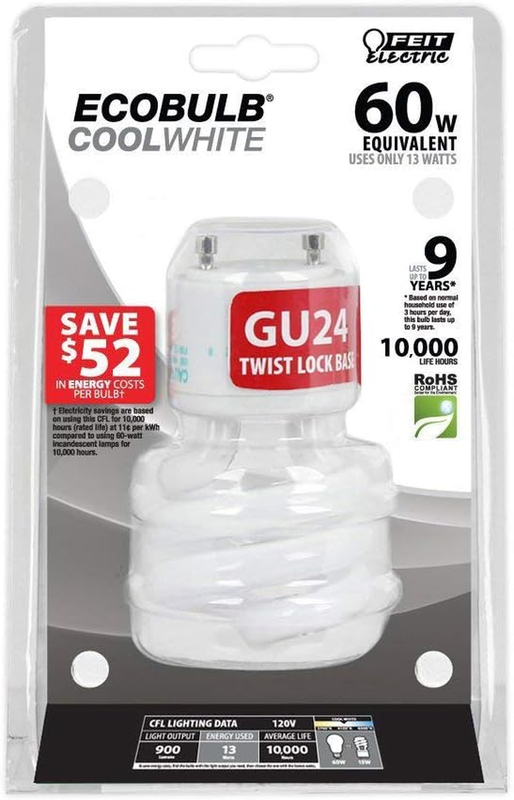 Feit BPESL13T/GU24/41K 60W Equivalent CFL Twist GU24 Base Bu