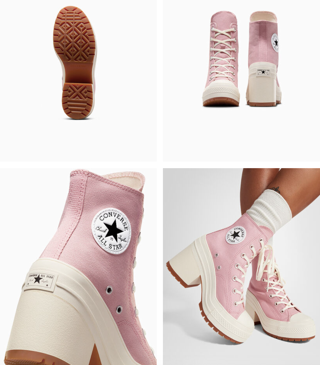 Pre-owned Converse Women's  Chuck 70 De Luxe Heel Satin Gr 82 Boots Shoes A06433c Pink In As Pictured
