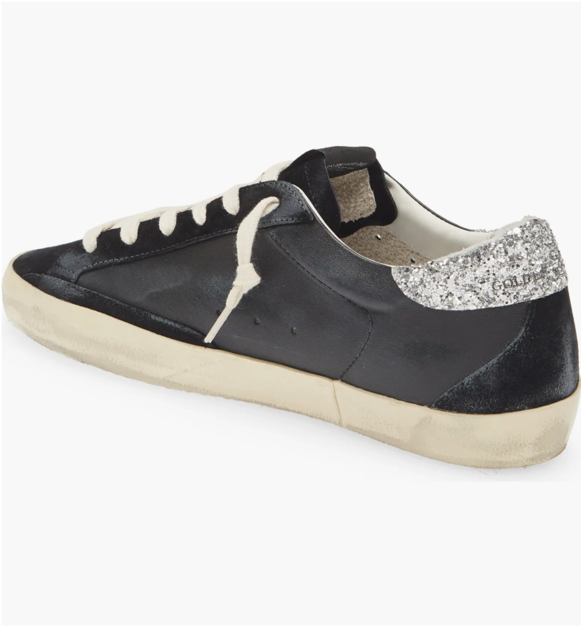 Pre-owned Golden Goose Women's Super-star Low Top Sneaker, Black/silver 4335 - Retail $625