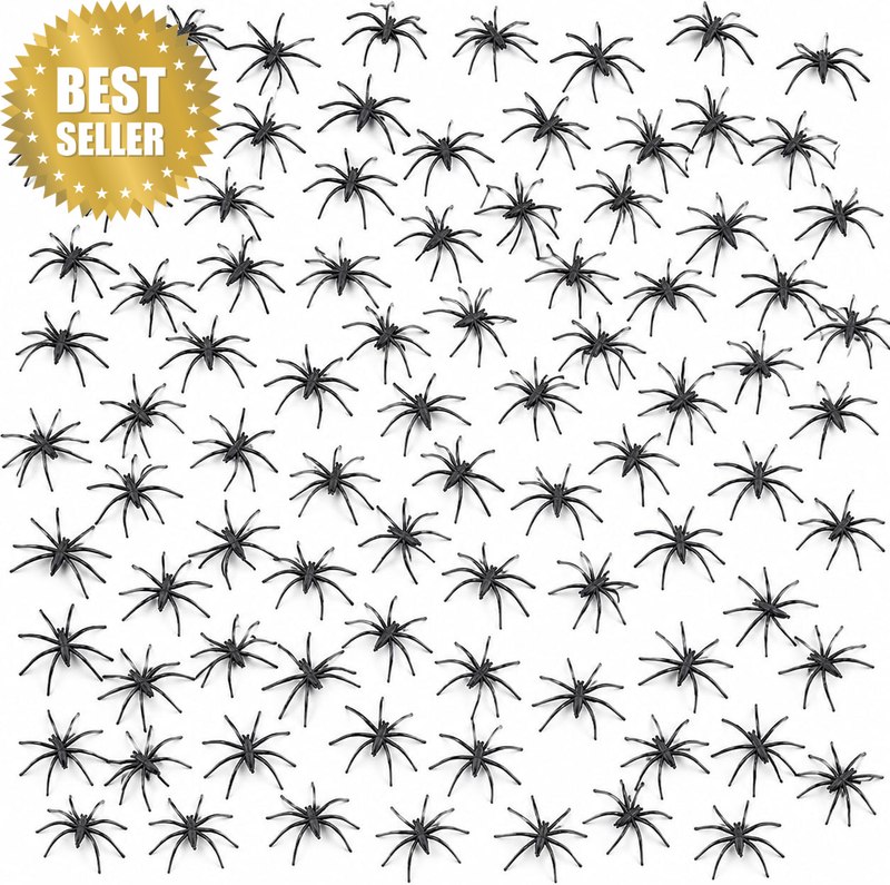 100 Pcs Realistic Halloween Spider Decorations, Mini Plastic Spiders, House Deco