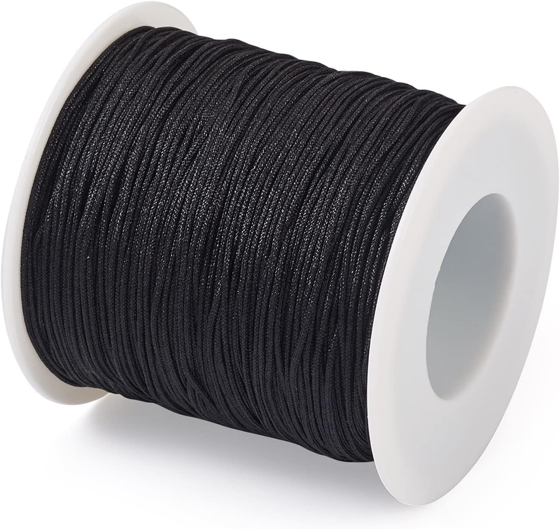 100M 0.8mm Nylon Beading Cord Black Chinese Knotting Rattail Macrame Thread Stri