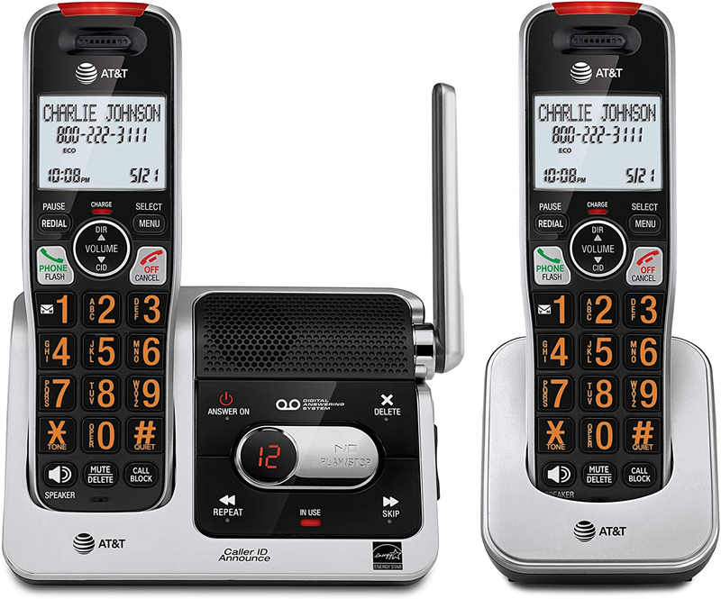 2-Handset Cordless Phone AT&T Home Answering Machine Caller ID Long Range
