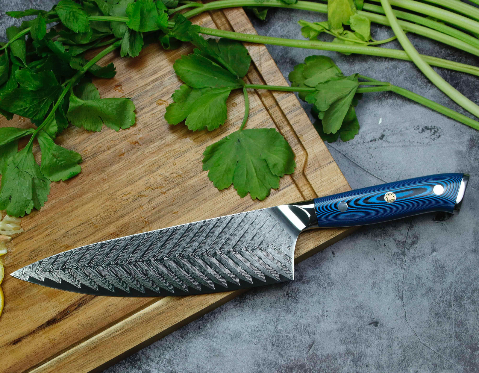 Damastmesser, Chefmesser, Küchenmesser, Edelstahl, Geschenk