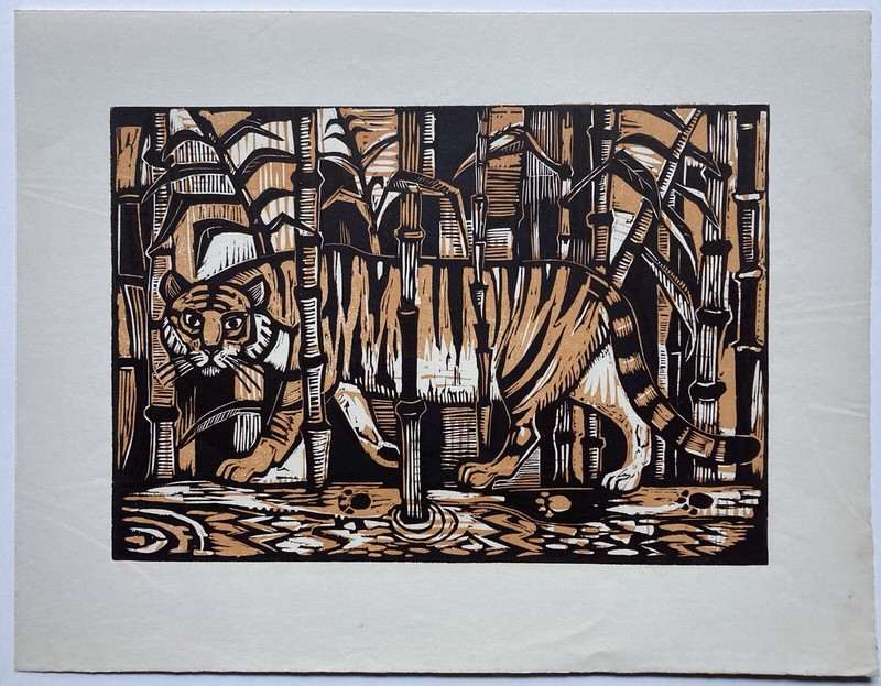 Markus Von Gosen, Tiger, 1954, Grafik, Holzschnitt