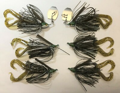 Vibrating Jigs WEEDLESS & 4 Swim Jigs  Leopard Frog w/Trailer