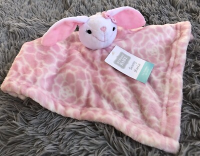 Bunny Rabbit Pink Plush Personalized Newborn Lovey Baby Security Blanket Gift