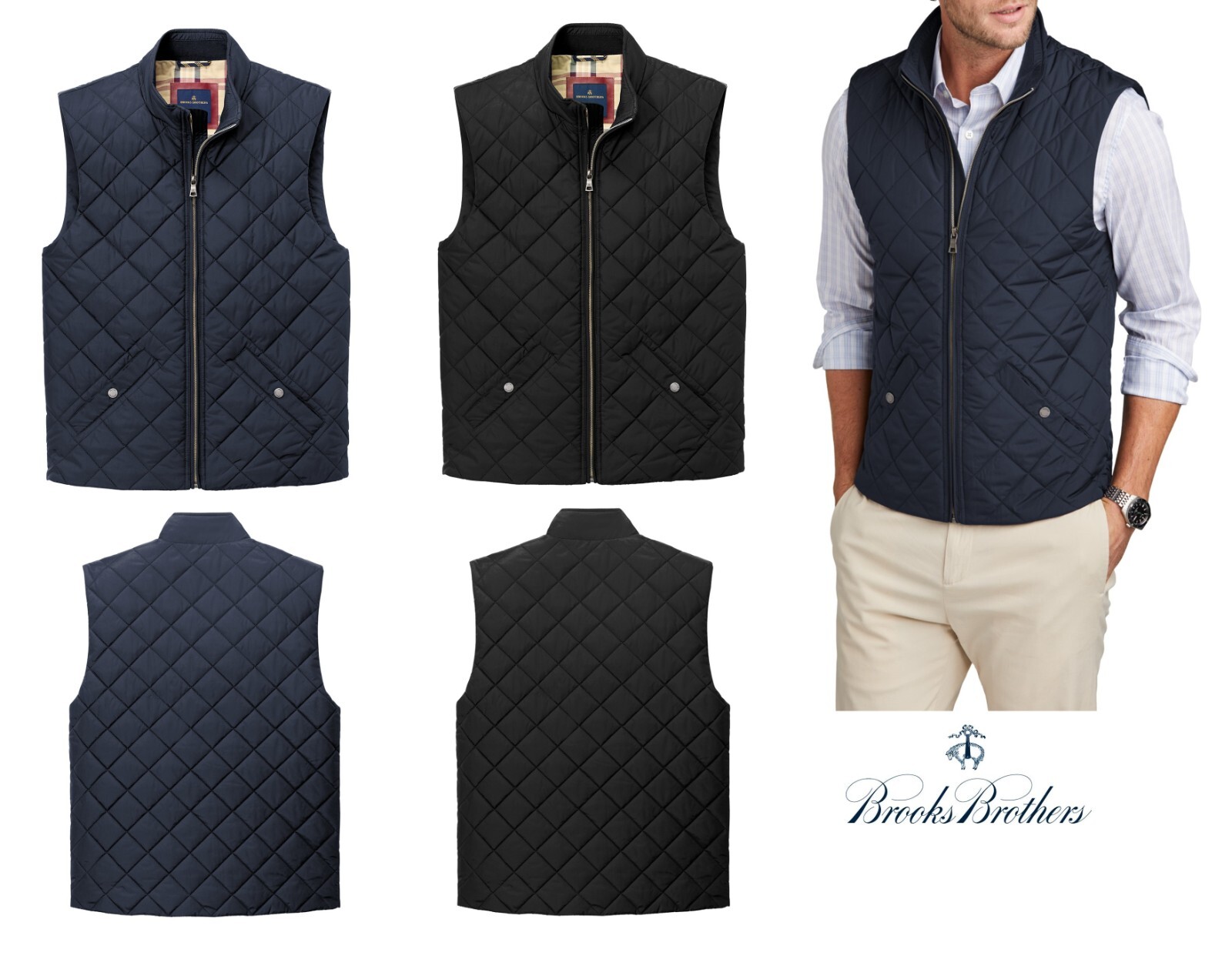 MEN'S DIAMOND QUILTED INSULATED VEST, RESISTS WATER, HAND/CHEST POCKETS, XS-4XL