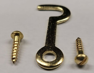 SMALL 1.5" Brass Plated Steel Hook Latch 1-1/2 Inch tiny little doll house door 