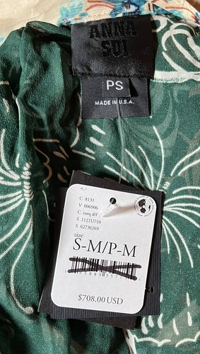 Pre-owned Free People Anna Sui X  Upcycled Kaftan Kimono Size S/m Made In Usa $708 In Teal Multi