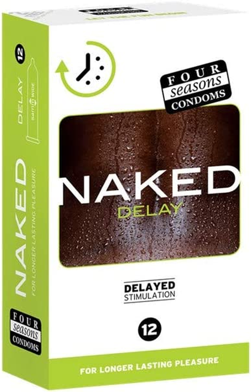 Naked Delay Condoms - 12 Count, Pack of 12, Long-Lasting Pleasure