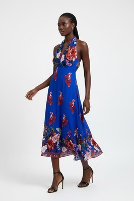 Womens Sundress Size M Maxi Halter Dress Blue Red Multi color New 