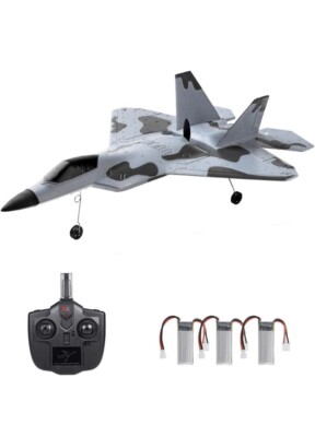 XK A180 Fighter Rc Airplane 2.4GHz 3CH 6 Axis Gyro F22 Raptor US 3 Battery Set