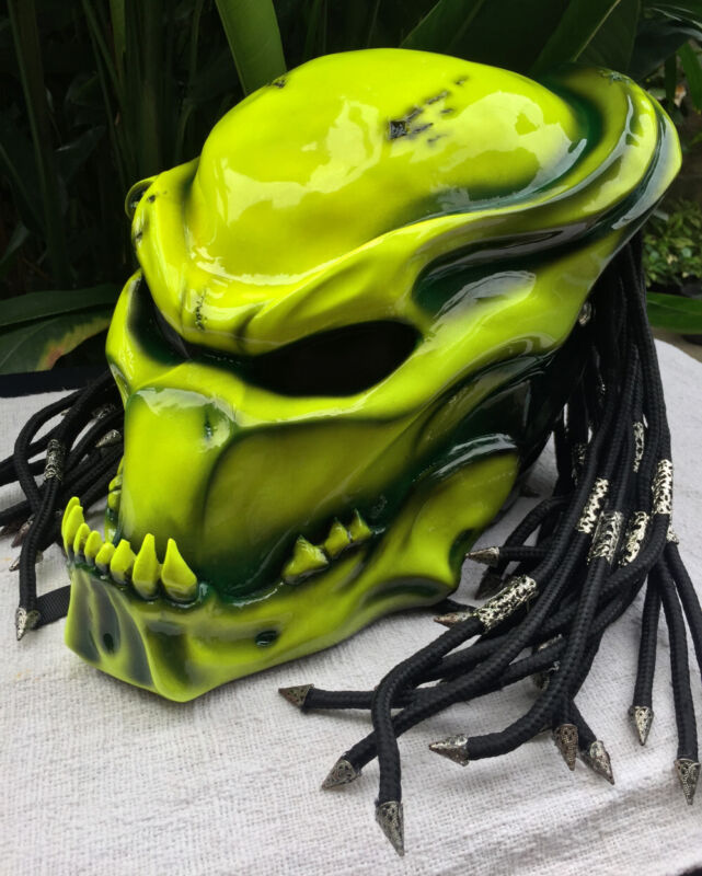 Predator Helmet Alien helmet Gold Berseker Custom Motorcycle Helmet Skull Dreads
