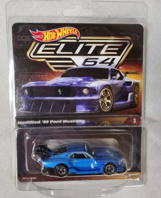 Hot Wheels Elite 64 Licensed Ford Blue Modified 69 Mustang New In Package