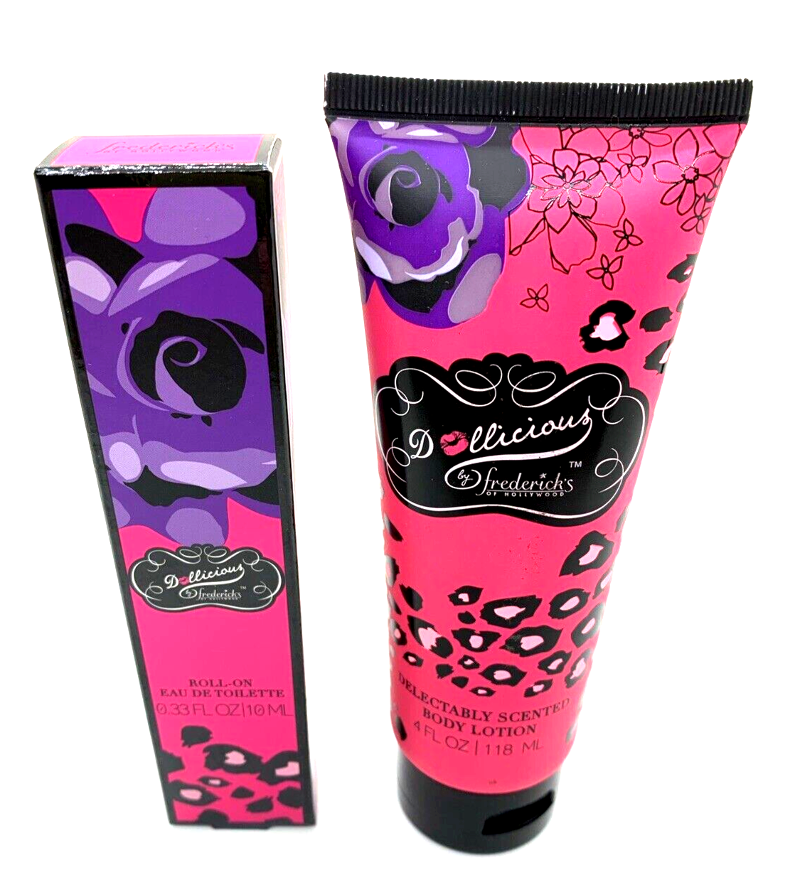 New Frederick's of Hollywood DOLLICIOUS EDT Perfume Roll-On & Lotion Set *RARE*