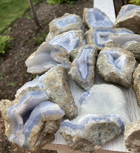 1 pcs BLUE LACE AGATE Natural Geode Cluster Druzy Healing Crystal Malawi 2 to 3"