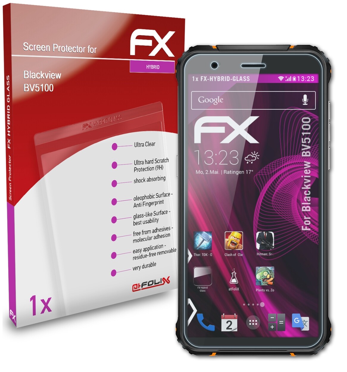 atFoliX Verre film protecteur pour Blackview Wave 6C 9H Hybride-Verre