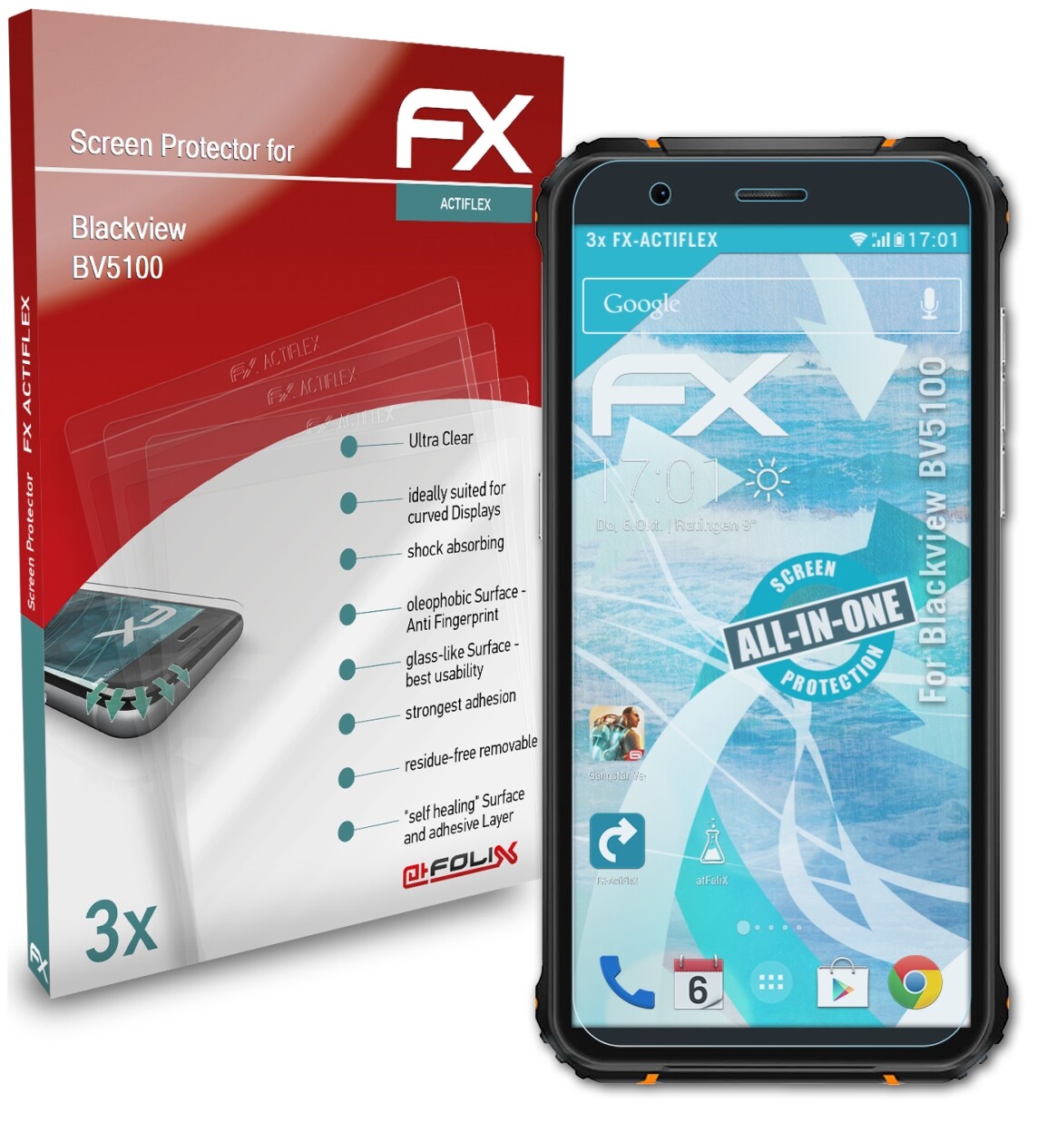Films De Protection D'écran AtFoliX Pour Blackview BV5100 - 3x, Anti-choc, Mat - Neuf