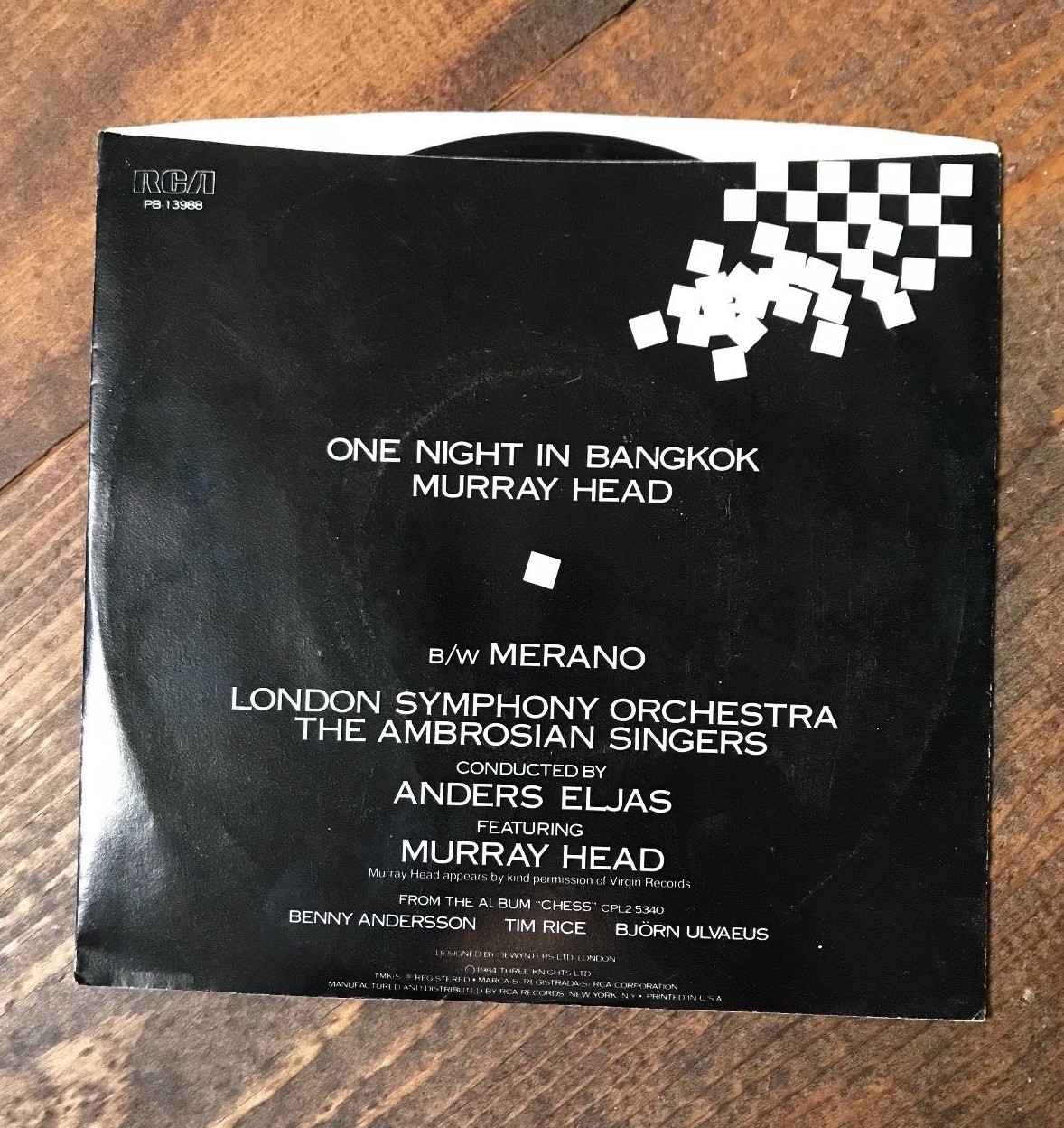Murray Head-One Night In Bangkok-Merano-45 RPM Record Sleeve-Cover-7