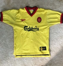 Liverpool Yellow Away Jersey 1997/99 Size 34/36 | eBay