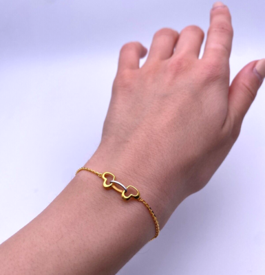 22ct 22K Yellow Gold Fancy Heart Ladies Bracelet 7