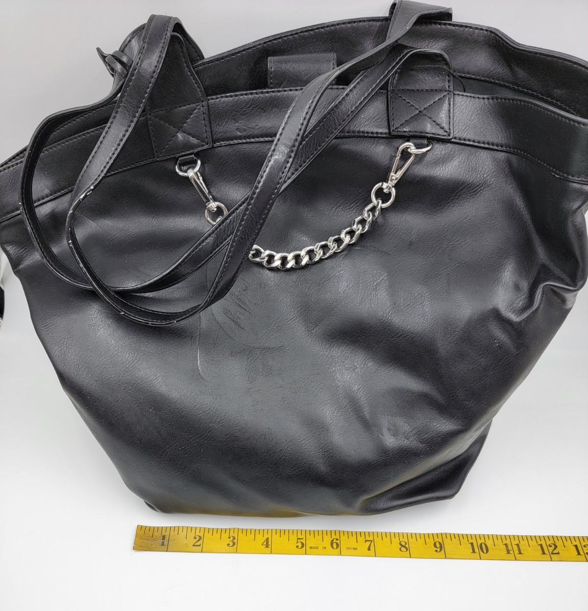 Circus by Sam Edelman Canyon Faux Leather Chain Detail Tote Handbag Womens Black - Picture 9 of 13