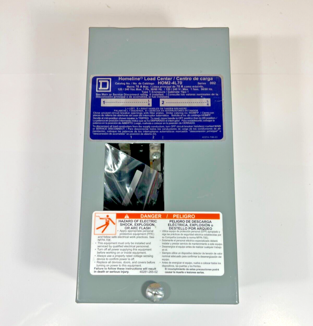 Square D Homeline Load Center HOM2-4L70 HOM2-470SCP