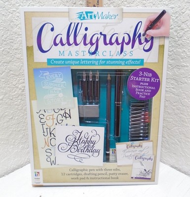 Art Maker Calligraphy Masterclass Kit 3-nib Starter Set W Practice Pad Hinkler