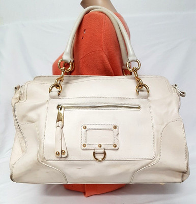 MARC JACOB ITALY MADE CHALK LEATHER XLARGE SATCHEL SHOULDER HANDBAG
