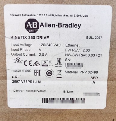 2097-V33PR1-LM AB Kinetix 350 Servo Drive 2097 V33PR1 LM NEW Factory Sealed