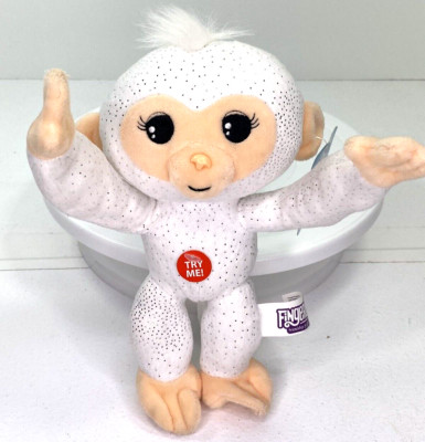 Fingerlings White Silver Glitter Monkey 8'' Plush Bendable Soft Eyes Sounds Tag