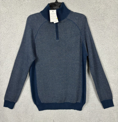 Flag & Anthem Mens Quarter-Zip Pullover Sweater Blue Medium New With Tag's.