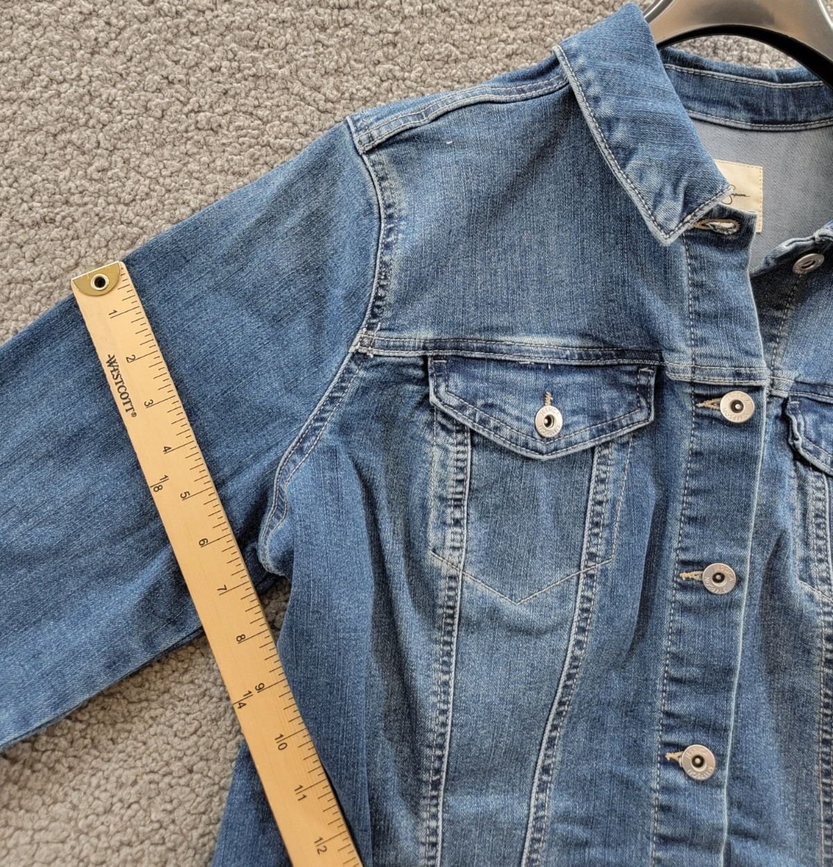 Jessica Simpson Trendy Plus Pixie Long Sleeve Denim Jacket Women's 1X Mercer - Picture 10 of 18