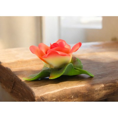 Ceramic Peach Rose Flower Figurine 2 1/4''Mom Spring