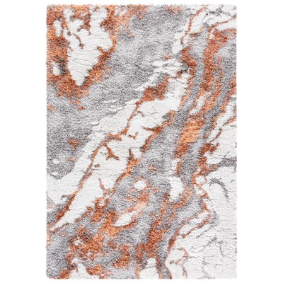 Safavieh Horizon Shag Collection Hzn890P Grey / Rust Rug For High Traffic Areas