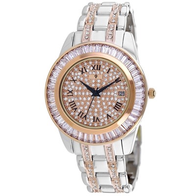 Pre-owned Christian Van Sant Stella Rose Gold Dial Watch Cv0472 Stainless Steel