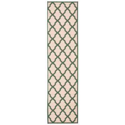 SAFAVIEH Outdoor LND122W Linden Collection Cream / Green Rug