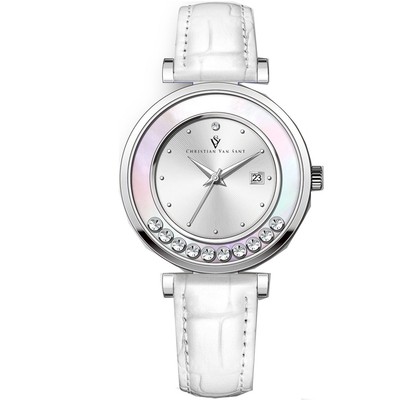 Pre-owned Christian Van Sant Bria Womens Watch Cv3811 Silver Dial Stainless Steel