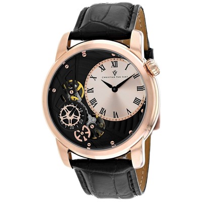 Pre-owned Christian Van Sant Mens Sprocket Auto-quartz Rose Gold Dial Watch - Cv1549