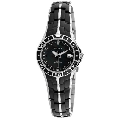Pulsar Womens Black Dial Quartz Watch Pxt683 Stainless Steel Bracelet Water