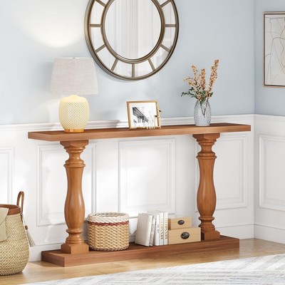 Tribesigns 63 Inch Farmhouse Console Table Solid Wood Legs Entryway Accent