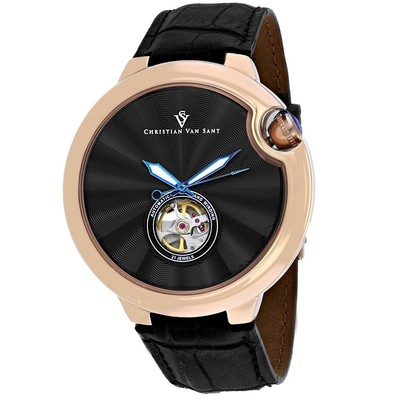 Pre-owned Christian Van Sant Mens Cyclone Automatic Black Dial Watch - Cv0147