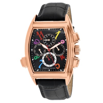 Pre-owned Christian Van Sant Mens Grandeur Black Dial Watch - Cv2137