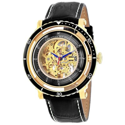 Pre-owned Christian Van Sant Mens Dome Gold Dial Watch - Cv0750
