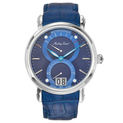Pre-owned Mathey-tissot Mathey Tissot Mens Retrograde 1886 Blue Dial Watch - H7022abu