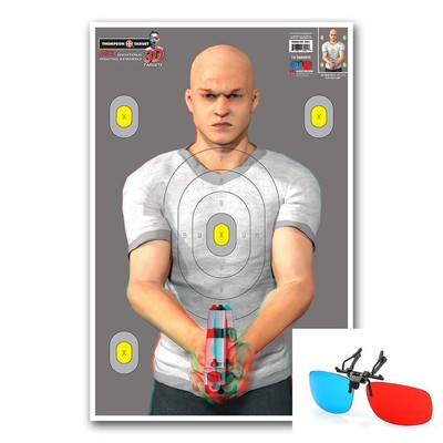 3D Bad Guy - Life Size 25''X38'' 3D Paper Targets (10 Pack And Clip And Flip 3D
