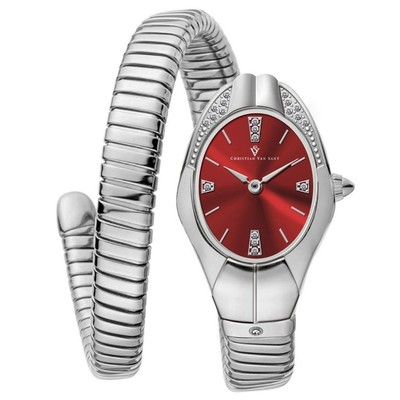 Pre-owned Christian Van Sant Womens Naga Red Dial Watch - Cv0883